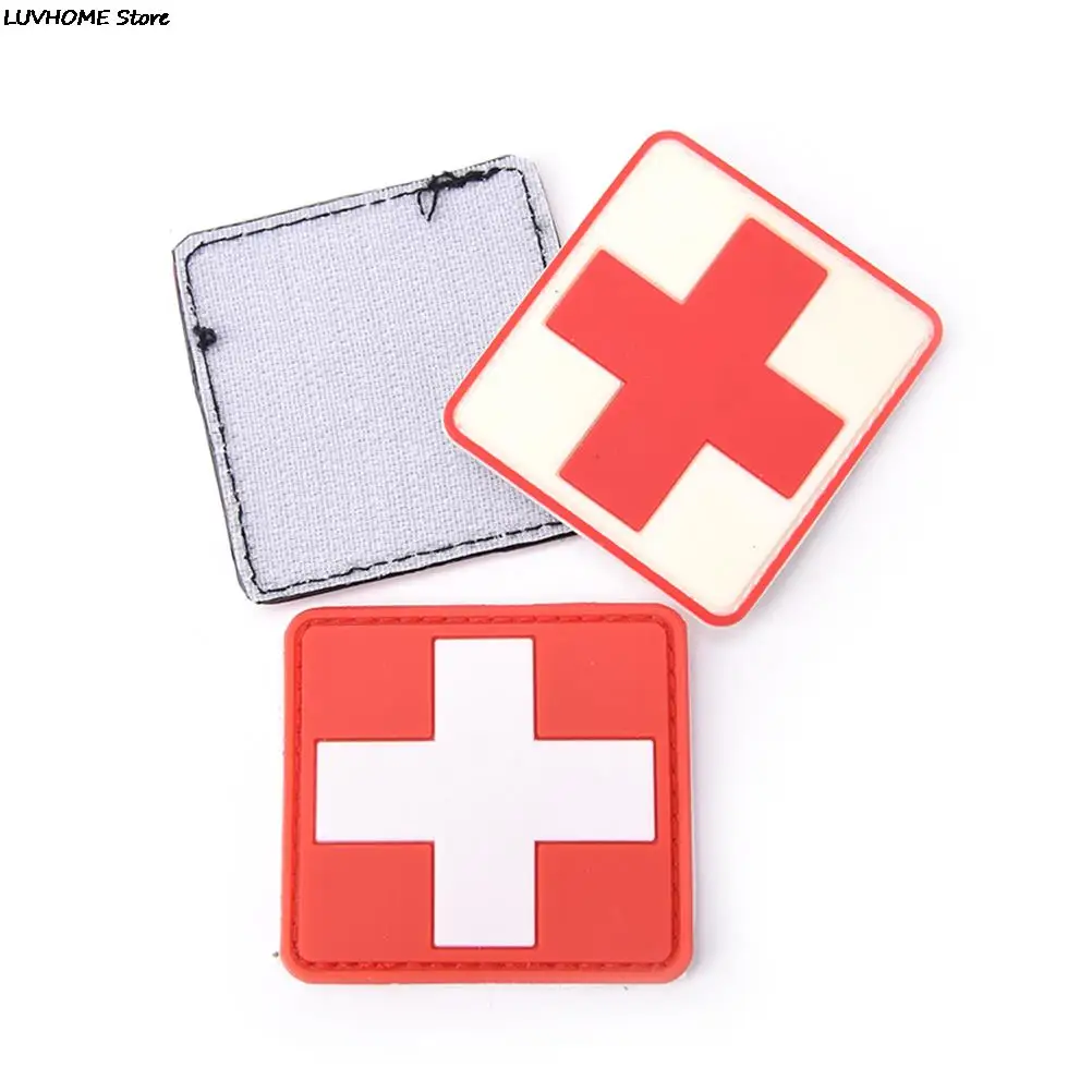 3D PVC Rubber Red Cross Flag Of Switzerland Swiss Cross Patch Medic Paramedic Tactical Morale Badge