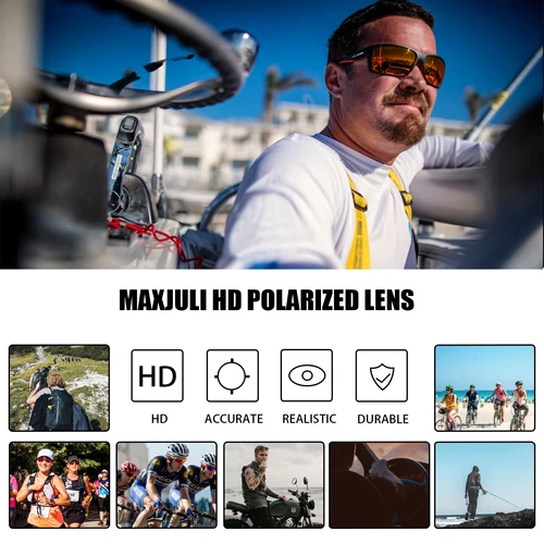 Imagen 2 del producto MAXJULI Gafas de sol rectangulares polarizadas para hombres y mujeres, gafas de sol deportivas, para conducir, pescar y montar en bicicleta 8122