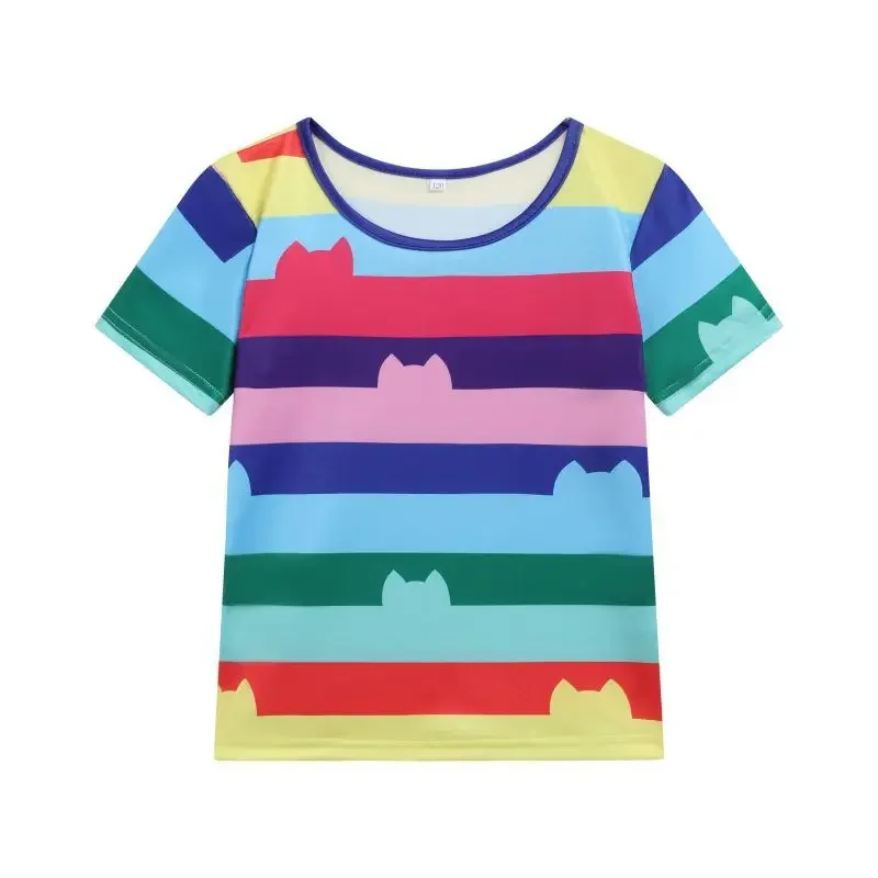 قوس en-ciel rayé الباليه توتو jupe تي شيرت كيس فرقة ملء أنيمي dessin أنيمي ميغنون مايلي رداء هاوتس كوستو