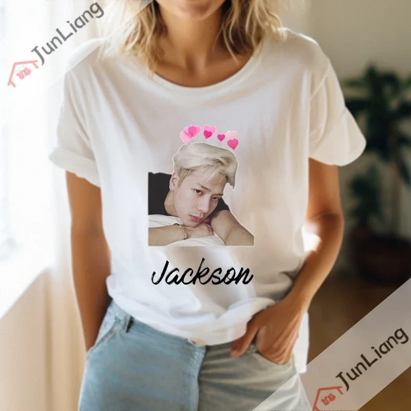 Pop Singer Fans recuerdos Zevity Jackson Wang moda coreana mujer blusa 2025 regalo de cumpleaños ropa femenina Y2k Camiseta de algodón
