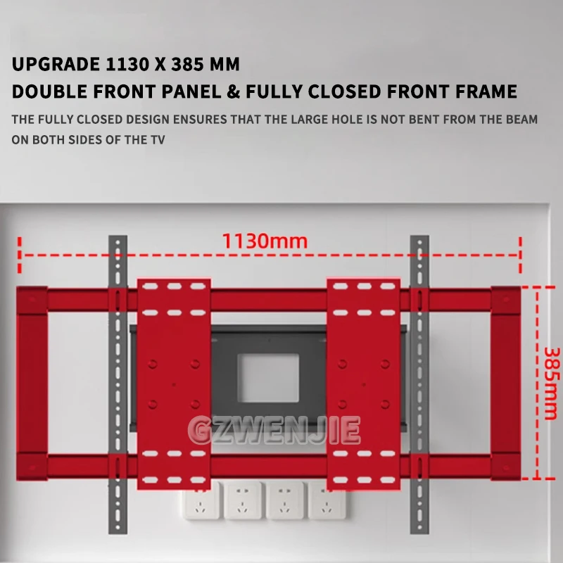 Rak Monitor TV 50-120 inci, dudukan Monitor TV profil rendah Universal rak TV dapat disesuaikan dengan tingkat untuk layar LCD LED TV