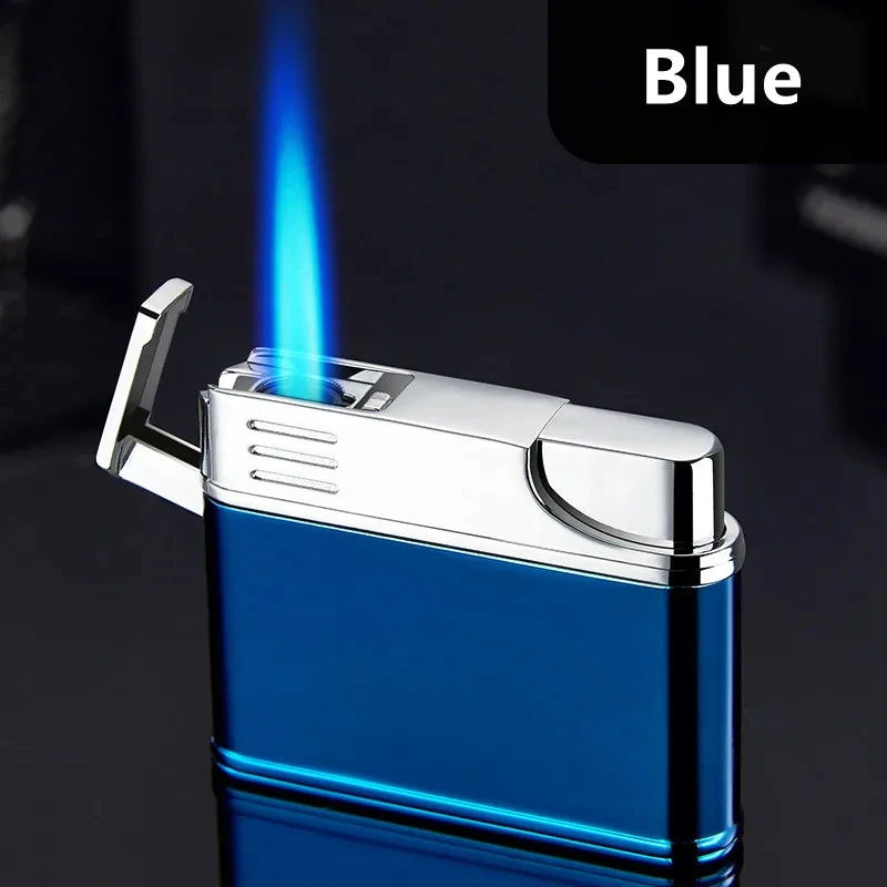 Hot Turbo Torch Direct Blue Flame Metal Windproof Portable Lighter Outdoor Barbecue Kitchen Cigar Lighter High-end Men\'s Gifts