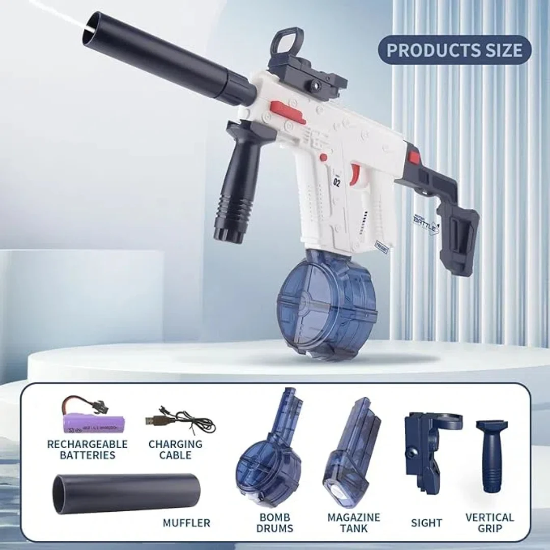 Pistola de água elétrica, pistolas de água para adultos e crianças, forte potência, até 25 pés de longo alcance, brinquedos de pistola de água de verão para adultos e crianças.