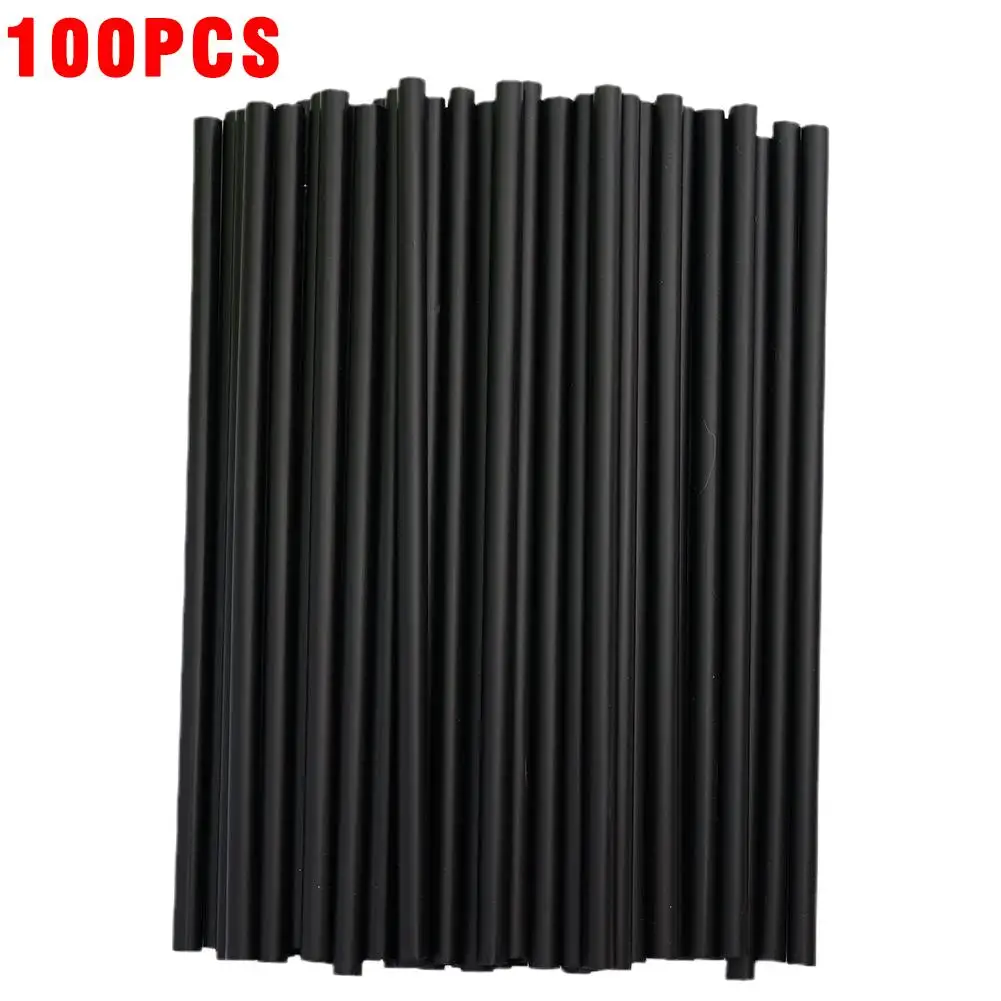 

100 PCS Flexible Bendy Drinking Straws Black Plastic Straw For Birthday Wedding Decor Party Event Drinking Straws