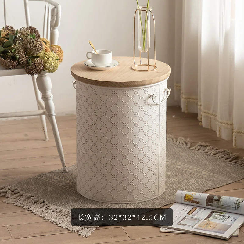 Cream wind retro clothing store storage bucket, small apartment living room sofa side