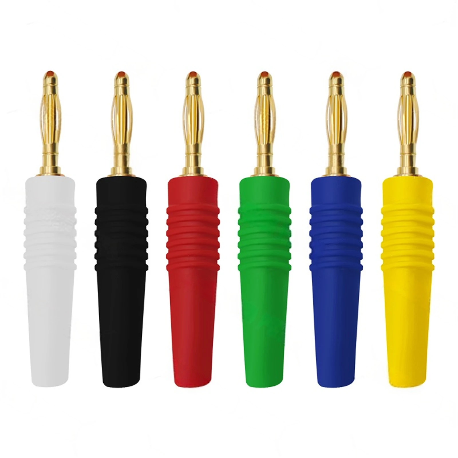 Gold 2mm Banana Plug Solder Type with Soft PVC Tube Test Speaker Connector