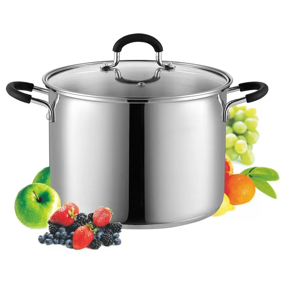 

Stockpot Sauce Pot Induction Pot With Lid Professional Stainless Steel 8 Quart , Dishwasher Safe With StayCool Handles , Silver