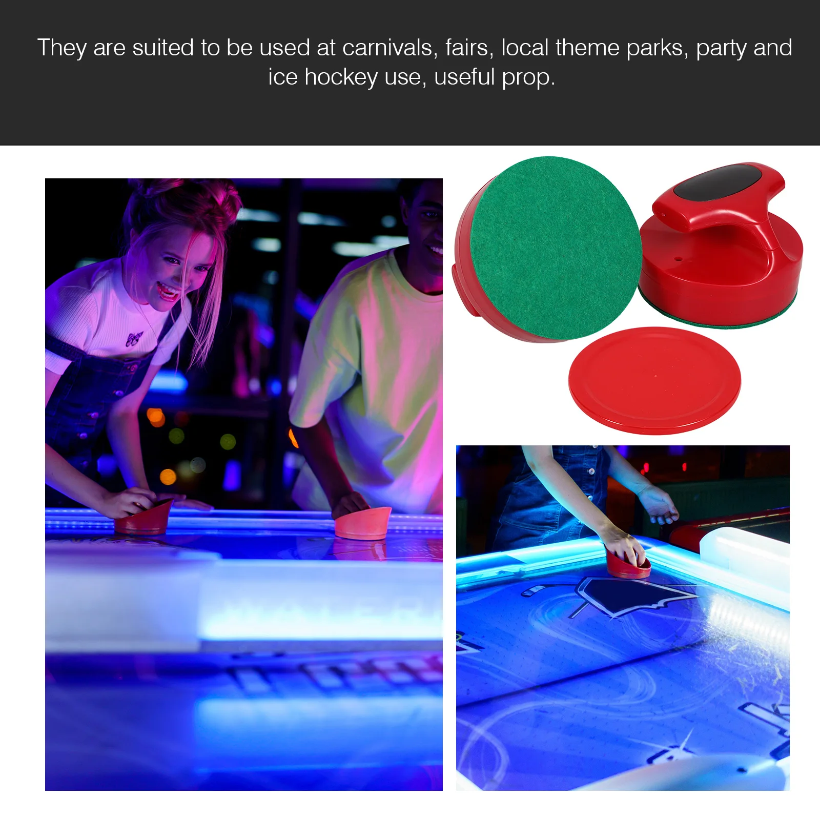 

1 set Household Ice Hockey Accessories 94mm Red Pusher Velvet 64mm Pucks Paddles Game Room Supplies Replacement