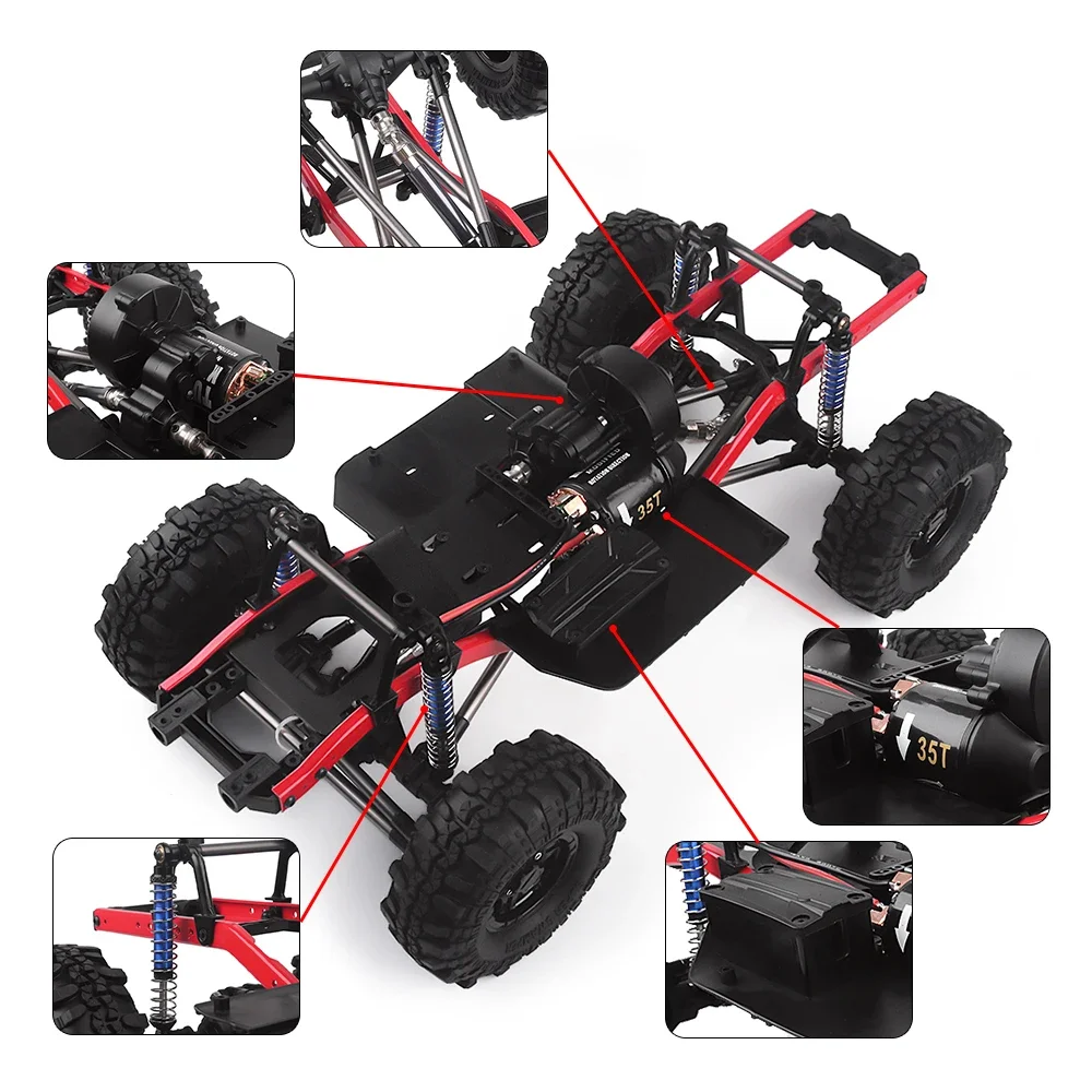 RC Car Upgrate Parts 275mm Wheelbase Assembled Frame Chassis with Wheels for 1/10 RC Crawler Car SCX10 D90 TF2 MST