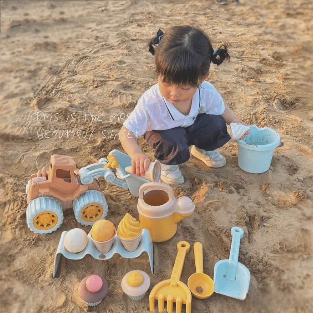 

New Nordic Children Beach Toys Bulldozer Ice Cream Beach Game Toy Birthday Gifts Sand Water Play Tools for Kids Outdoor Play