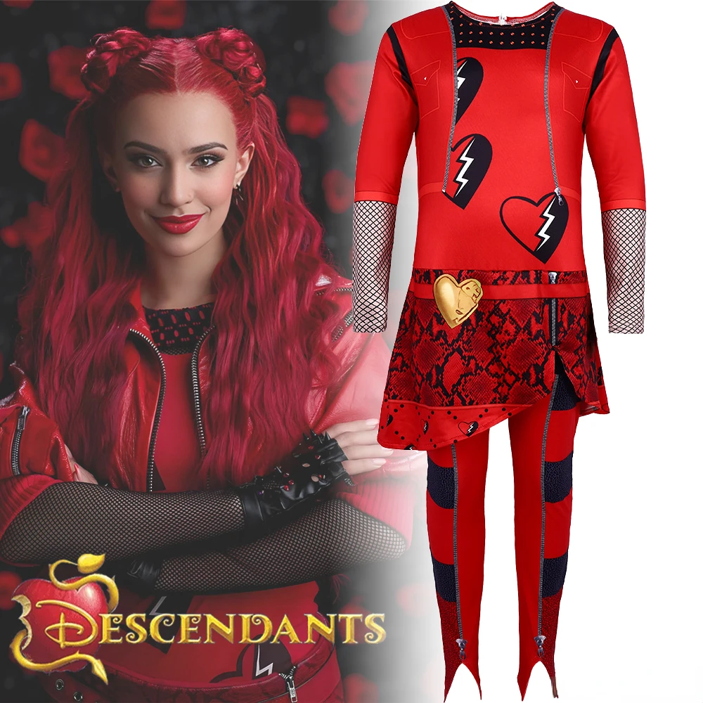 

Musical Play Descendants 4 RED Cosplay Costume Jumpsuit Kid Singer Girl Uniform One-piece Bodysuit Halloween Carnival Outfits