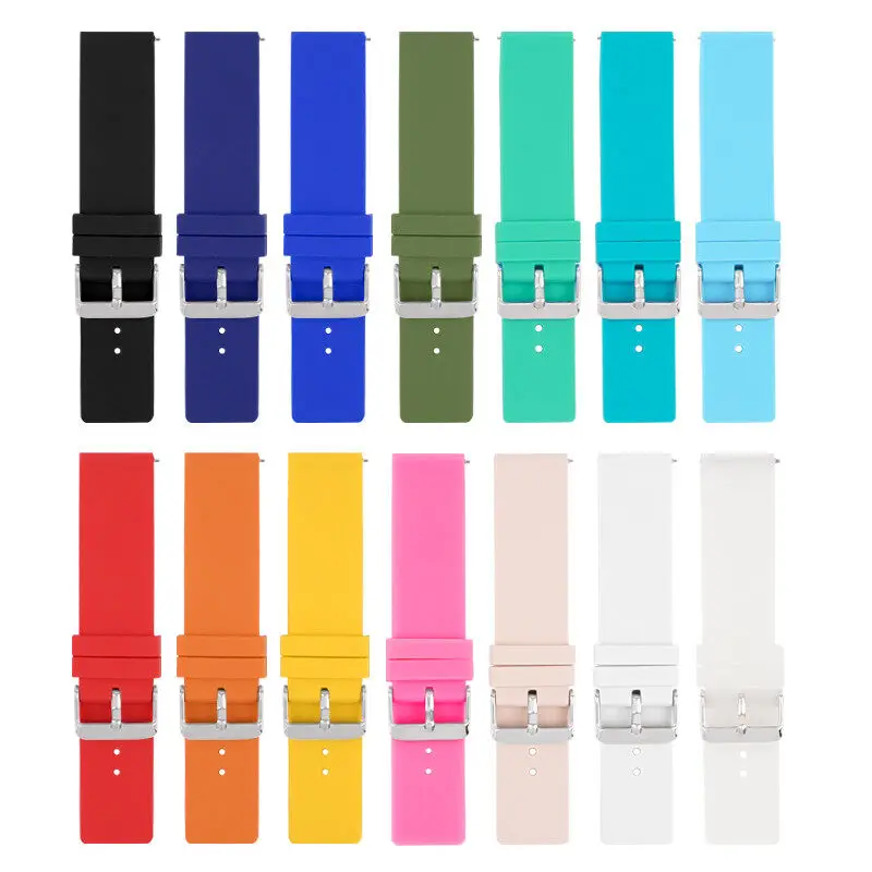 갤럭시 워치용 퀵 릴리스 실리콘 스포츠 손목 밴드, 4/5 소프트 플랫 헤드, 범용 스트랩, 12mm, 14mm, 16mm, 18mm, 20mm, 22mm, 24mm, 직송