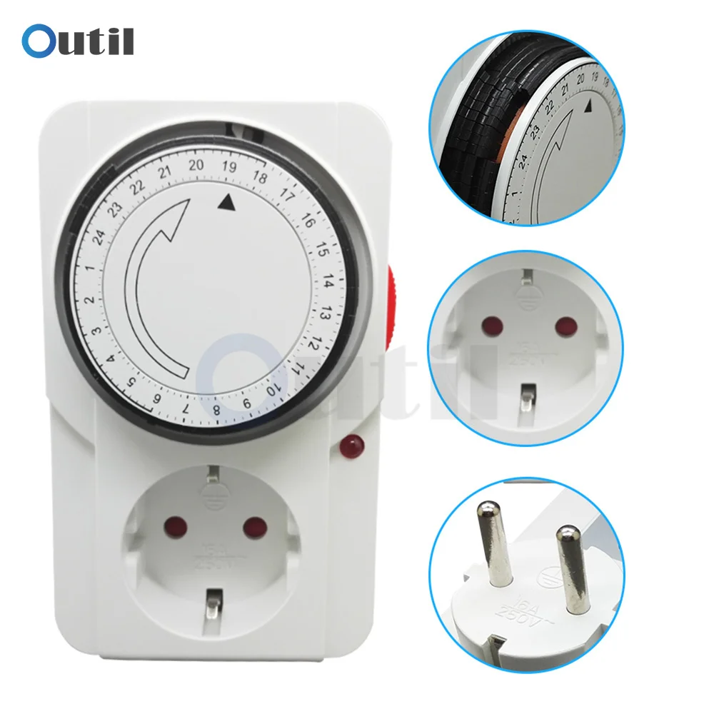 24 Hour Cyclic Timer Switch Kitchen Timer Universal Timing Socket Mechanical Timer 230VAC 3500W 16A UK EU US Plug Outlet Loop