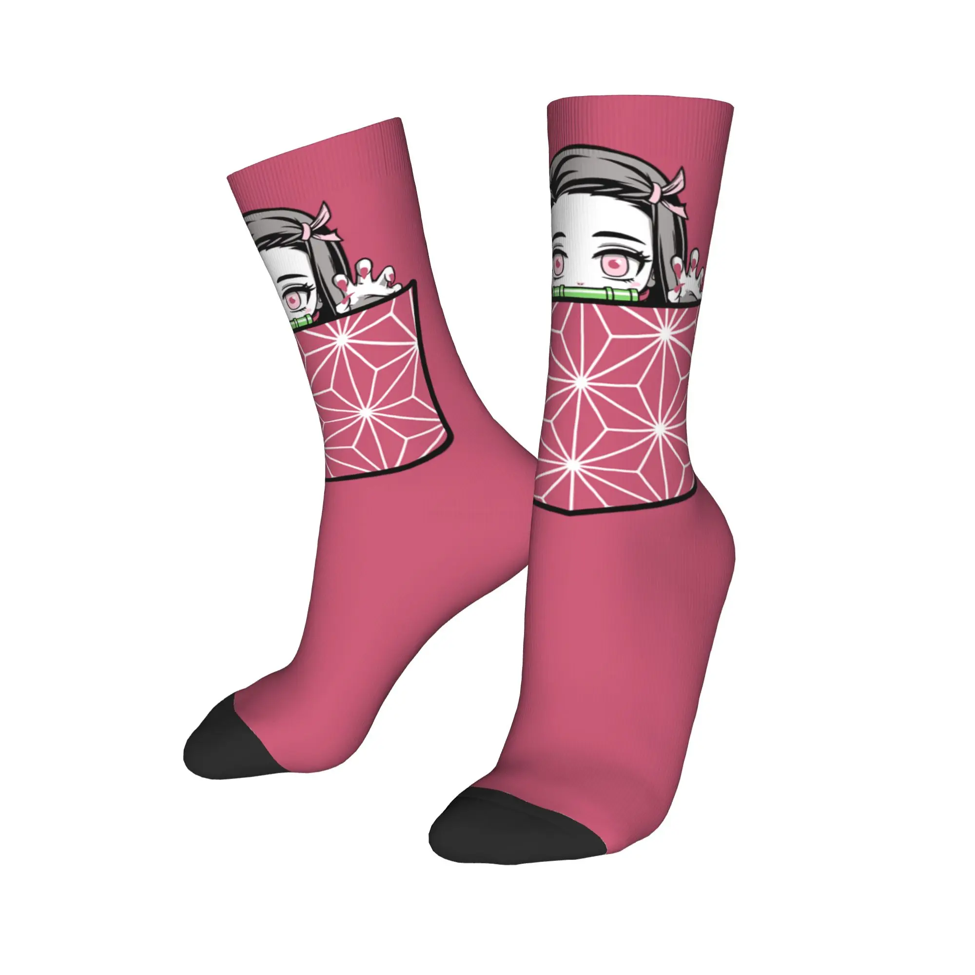Cool Demons Slayers Anime Soccer Socks  Polyester Crew Socks for Women Men Sweat Absorbing