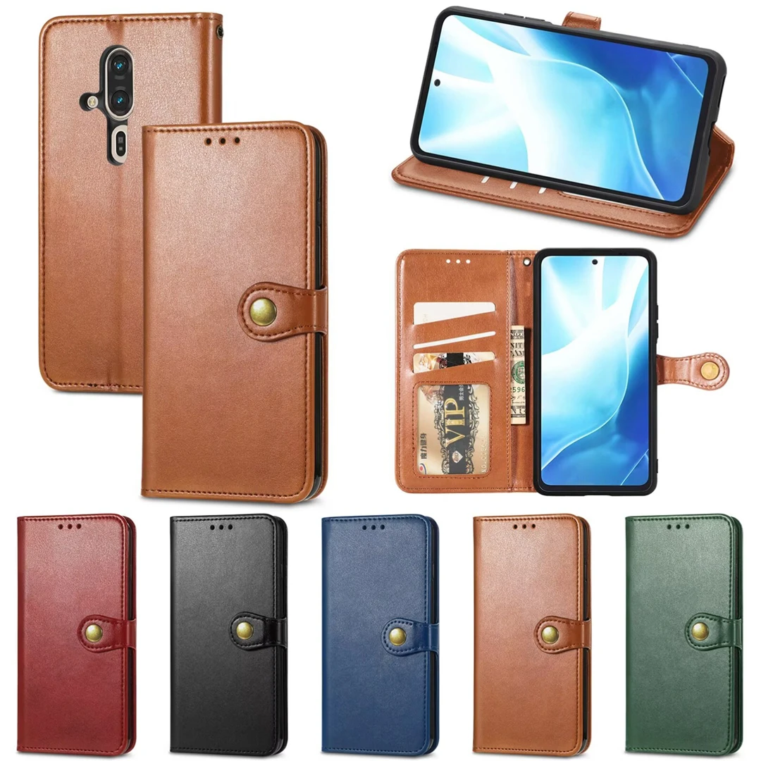 

Чехлы для телефонов OPPO Realme C65 C63 C61 Note 60 60X 50 Narzo 70X 70 GT 7 Pro, минималистичный кожаный чехол-бумажник с пряжкой и откидной крышкой