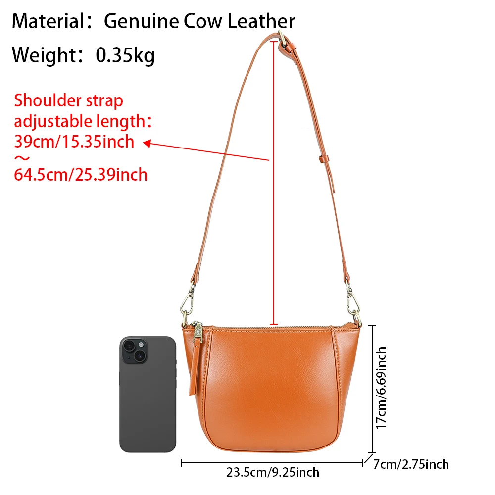 Royal Bagger Shoulder Bags for Women, Genuine Cow Leather Crossbody Bag, Trendy Retro Square Phone Purse 1600