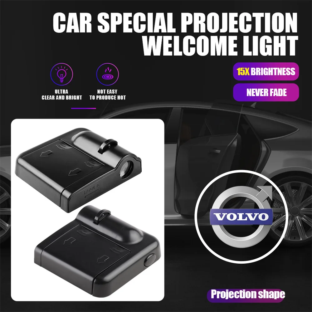 2PCS Wireless Car Door Welcome Light  Auto Emblem HD Projector Lamps For Volvo XC90 XC60 V90 S90 S80 S70 T5 T8 V40 V60 V50 D6 D4