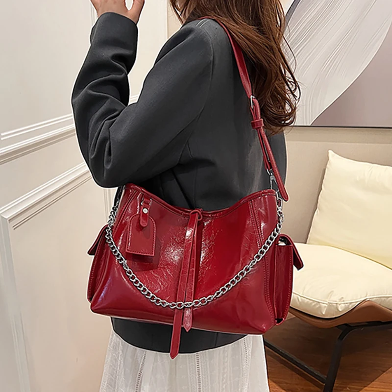 

Fashion Large Capacity Commuting Tote Bag For Women 2024 New Double Pocket Chain Shoulder Bags Female Versatile Crossbody Pack