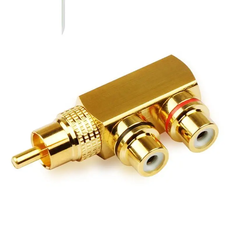 Pure copper plating lotus AV audio RCA points 2 turn, one male, 2 female nipple full copper lotus tee