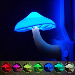 Mushroom Shape Led Night Light Colorful Automatic Smart Light Control Energy Saving Plug-in Sensor Bedside Lamp