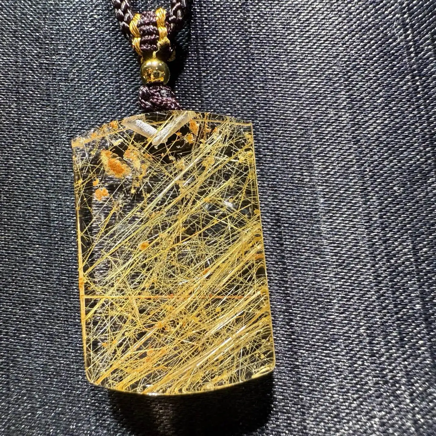 

Natural Gold Rutilated Quartz Pendant Flower 26*17.9*4.9mm Rutilated Quartz Jewelry Men Women Brazil AAAAAAA