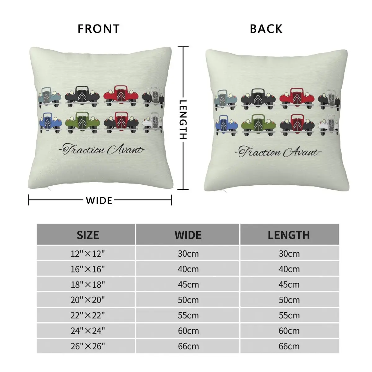 Traction Avant Car Collection Pillowcase Polyester Linen Velvet Pattern Zip Decor Sofa Cushion Case Wholesale