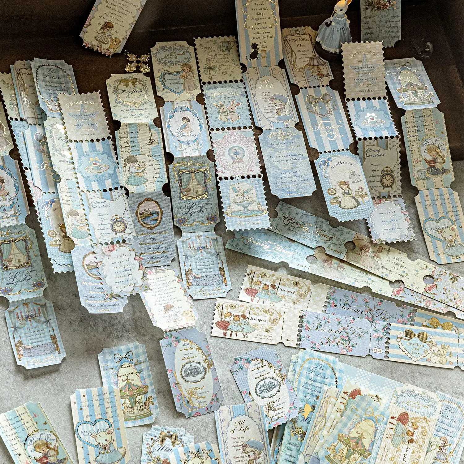 20pcs/1lot Kawaii Scrapbook Stickers tea party Junk Journal Gold Planner Stationery Decorative