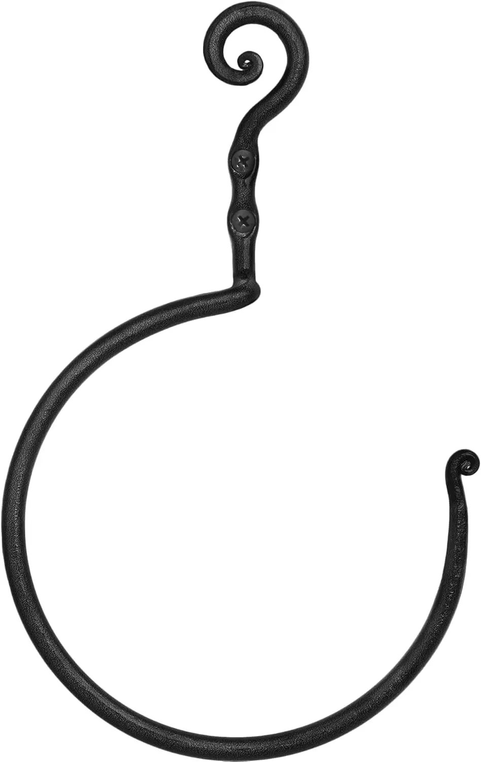

Matte Black Wrought Iron Towel Holder - Farmhouse Vintage Rust Resistant Easy Install Bathroom Kitchen Decor