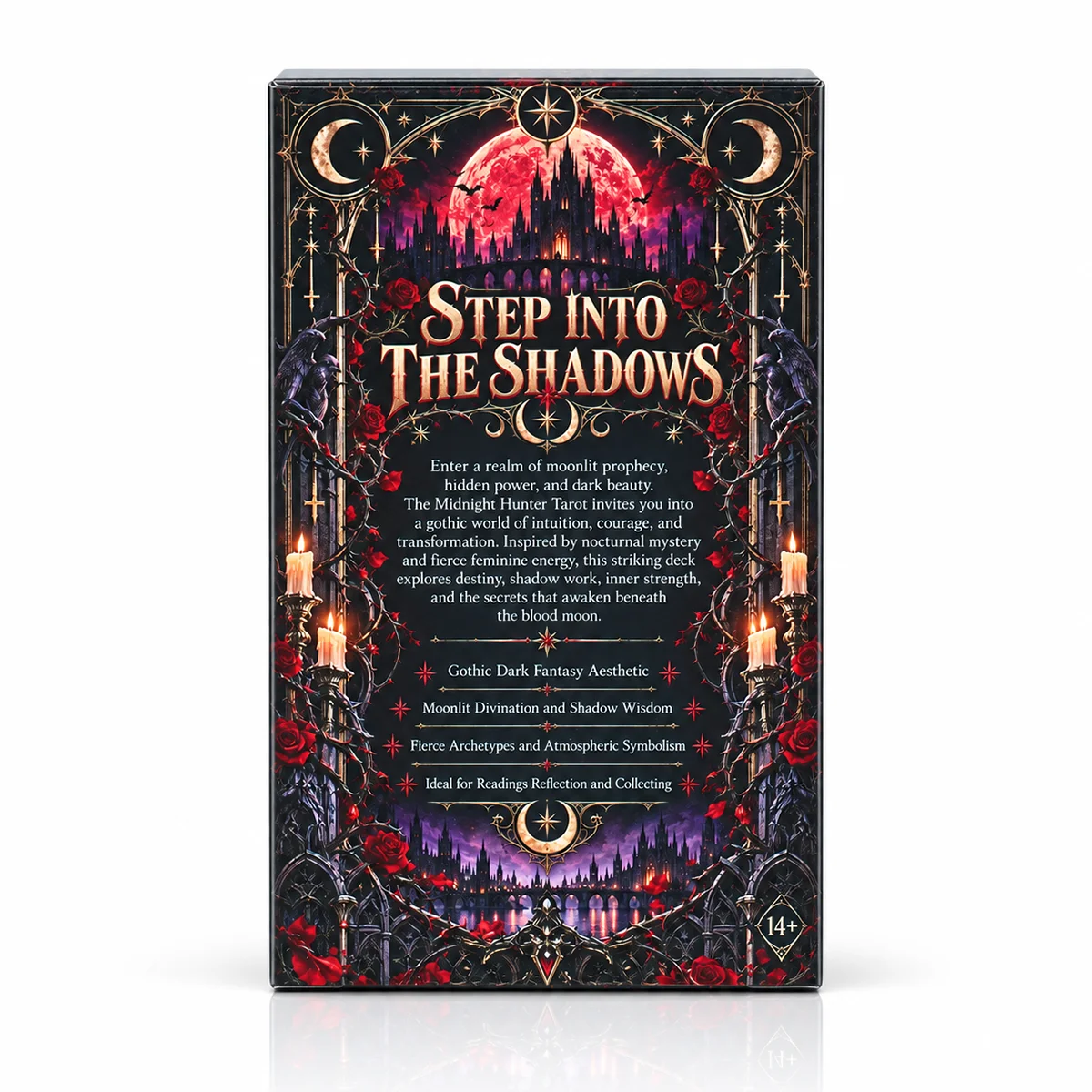 The Midnight Hunter Tarot Gothic Dark Fantasy Tarot Deck Moonlit Divination Shadow Work Intuition Inner Strength Occult Symbolis