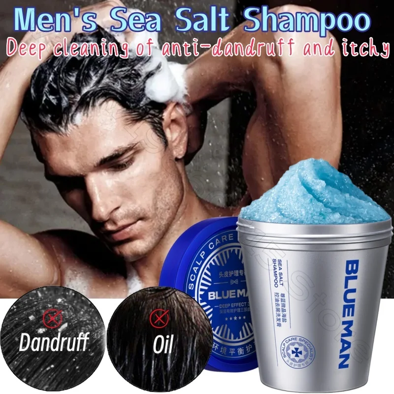 

Мужской специальный шампунь с морской солью BLUE MAN, 250 г, очищающий контроль жирности, пушистый, стойкий, ароматный, снимающий зуд, крем для мытья