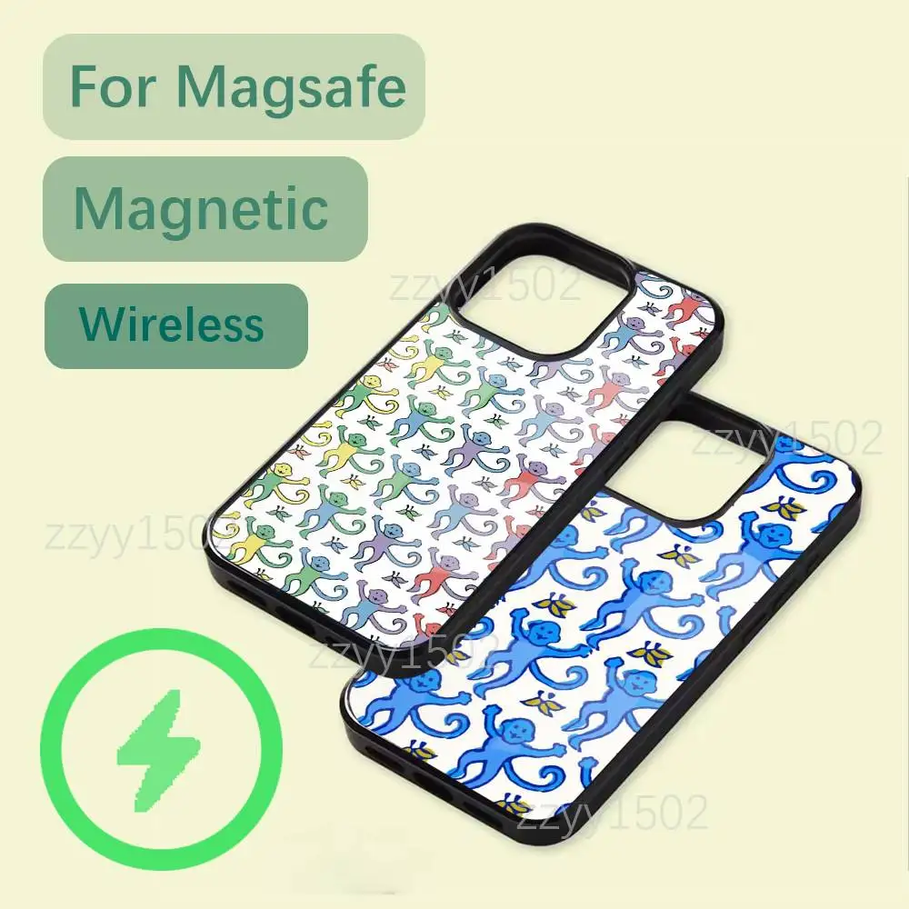 

Preppy Blue Monkeys Pattern Phone Case For iPhone 17,16,15,14,13,12,11,Pro,Max,Plus,Mini,SE4,E Magsafe Wireless Charging