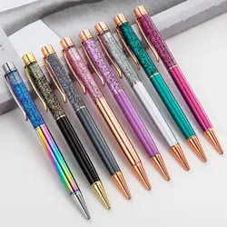 Óleo cristal metal caneta esferográfica para escritório, material escolar, artigos de papelaria, rosa, ouro, brilhante, bonito, clipe, glitter, presente, 2023, 1 pcs