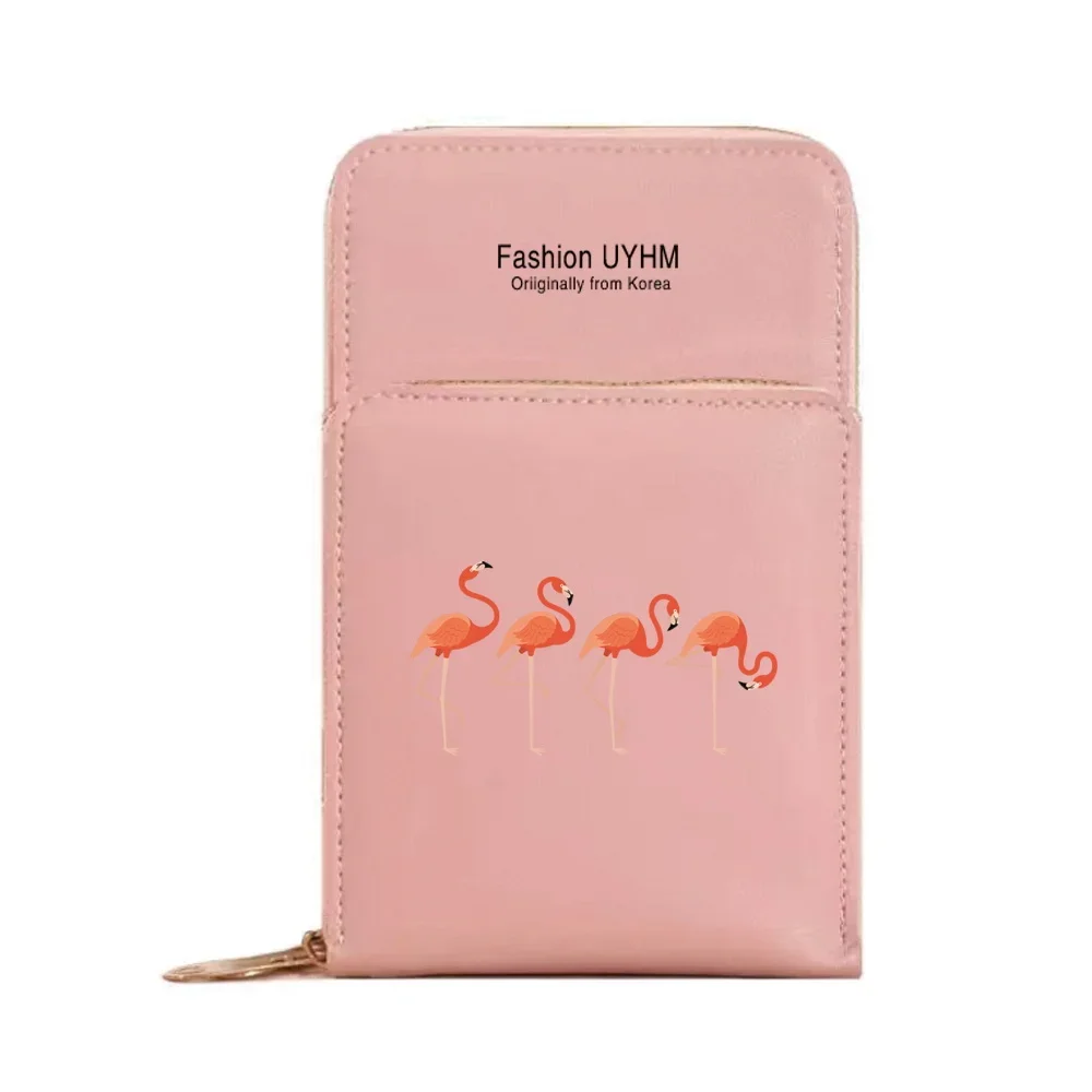 Phone Bag For IPhone 13 12 11 Pro Max X XS Samsung Xiaomi Huawei Messenger Bag Mobile Wallet For Women Clutches Flamingo Series