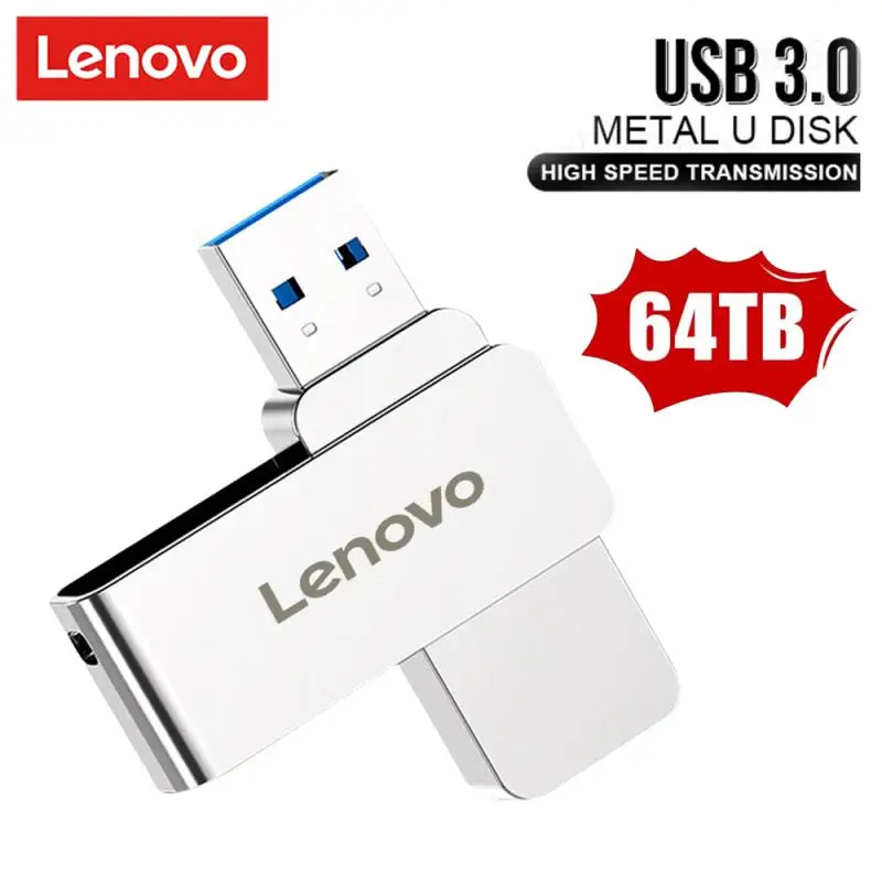 Lenovo 64TB USB 3.0 Pen Drive 8TB 4TB High Speed Transfer Metal Portable SSD Pendrive Cle U Disk Flash Drive Memoria USB Stick