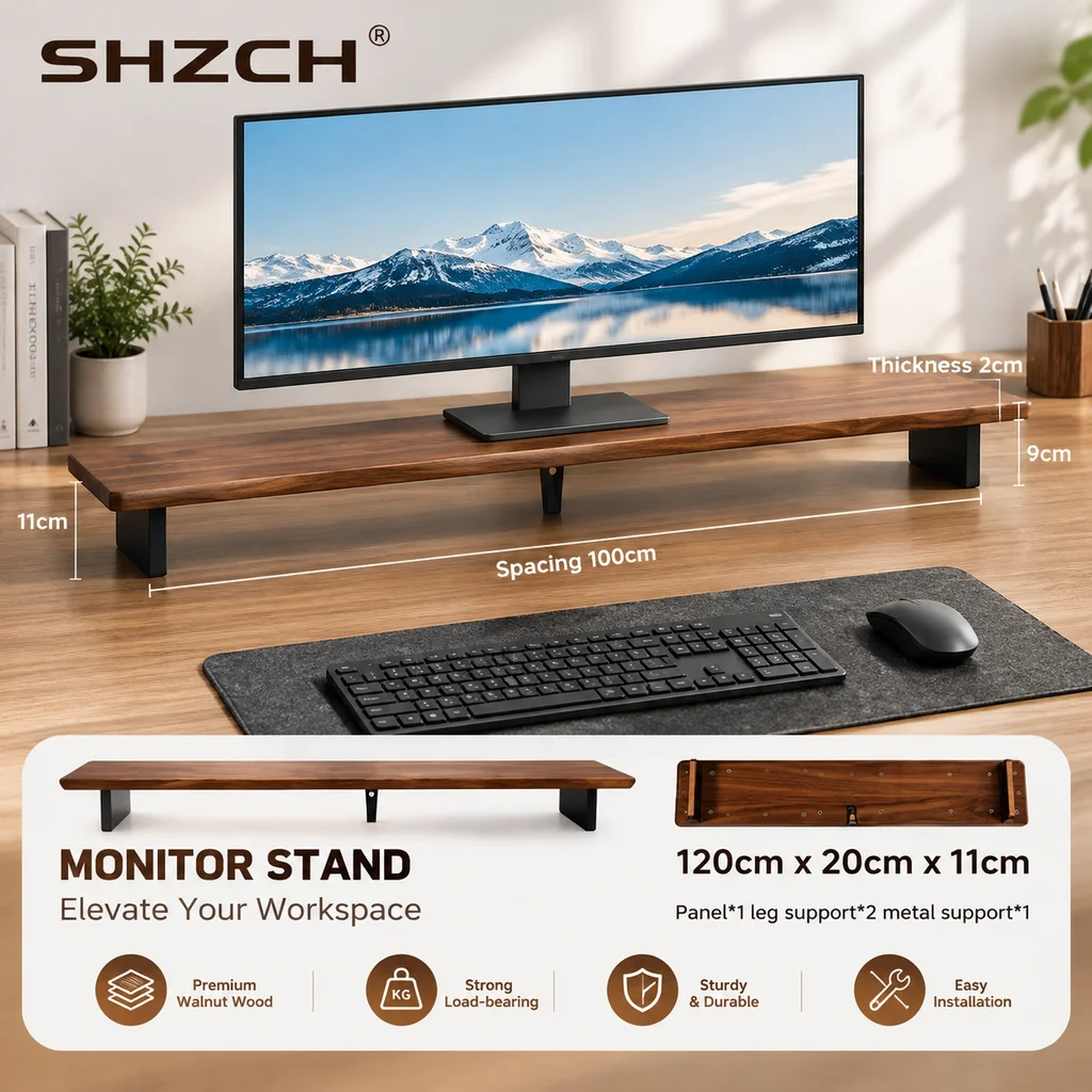 Z3 Modular Monitor Stand Premium Computer Riser for Ergonomic Workspace Modern Desk Organizer for Office Walnut/Black/White