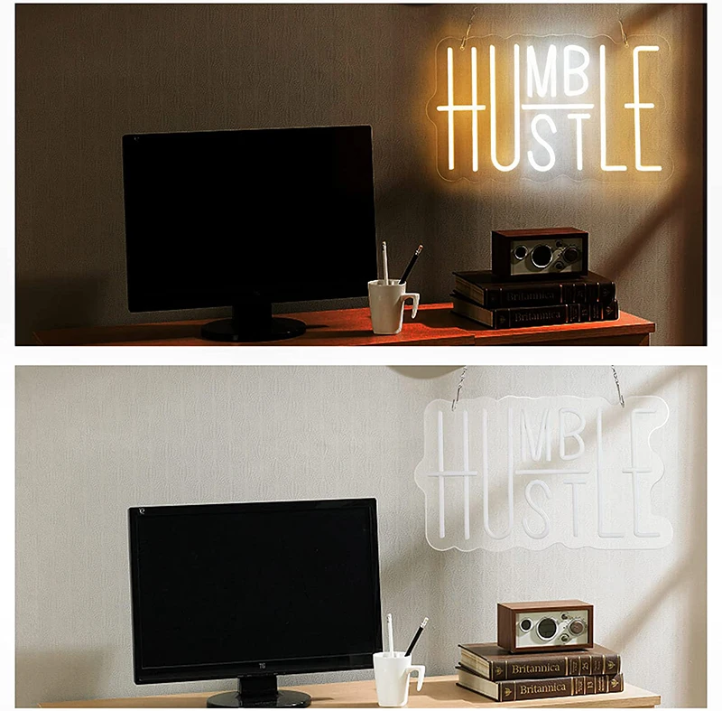 LED Neon Sign Hustle Neon Lights Party USB Powered Switch Decorations Hustle LED Neon Sign for Gym Room Decor