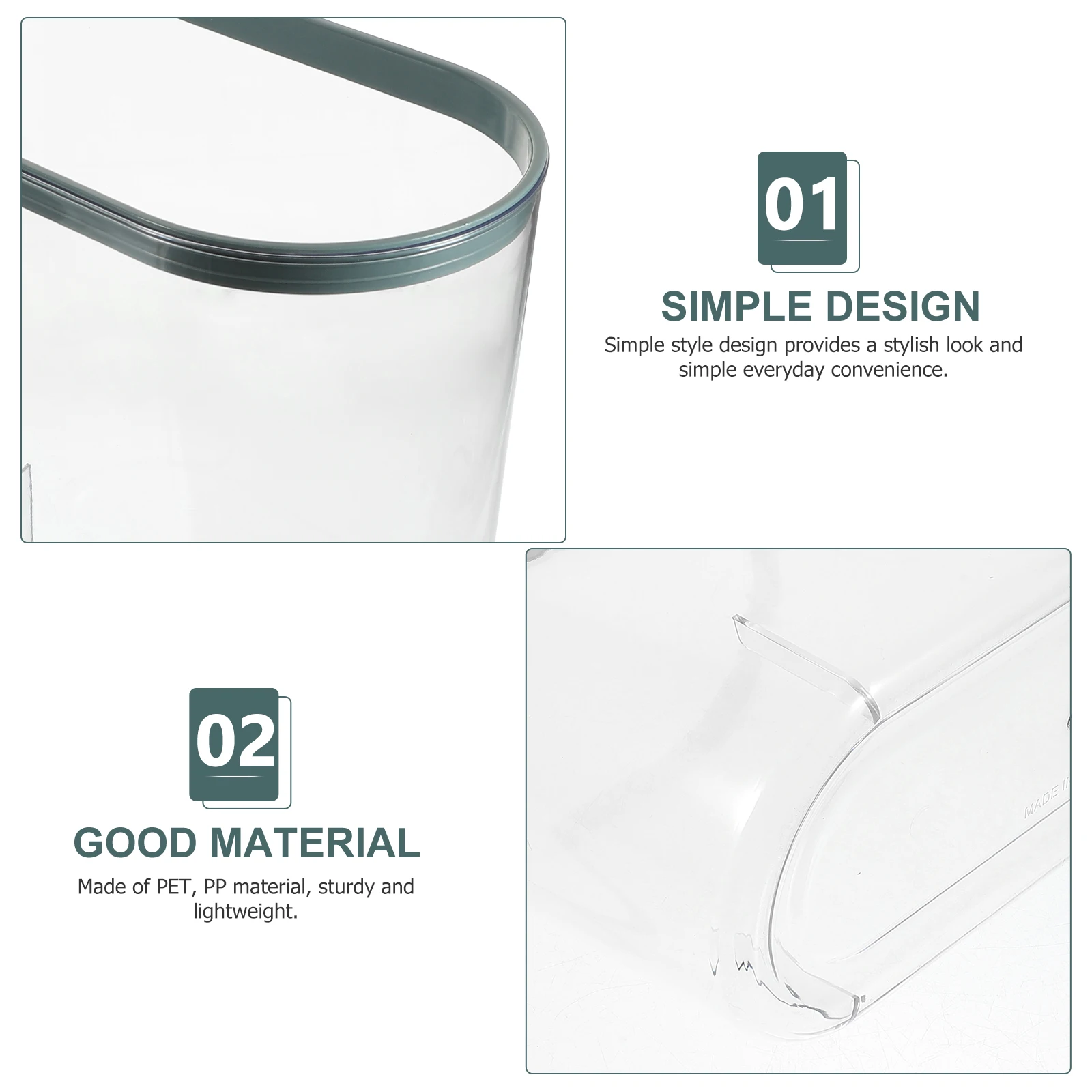 

Clear Trash Can Large Capacity Slim Garbage Bin Plastic Waste Basket Kitchen Bathroom Office Household Garbage Container