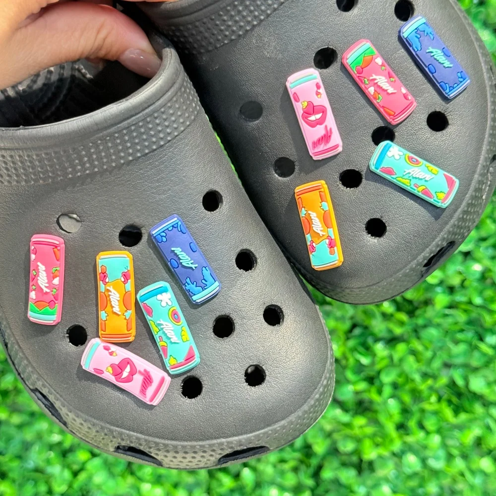 New 1-10Pcs Soft Drinks PVC Shoe Charms For Clogs Pins Garden Shoes Buckle Decorations Fit DIY Bracelets Kids Xmas Party Gift