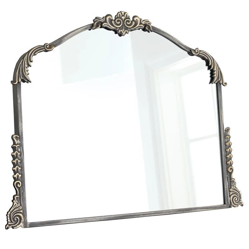 Retro high-grade carved wall-hung household bedroom bathroom cosmetic mirror