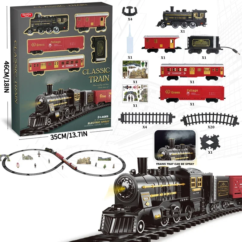 

Kids Electric Steam Train Toy Rail High-Speed Rail Parking Lot Model Family Reunion Party Game Boy EMU Birthday Gift