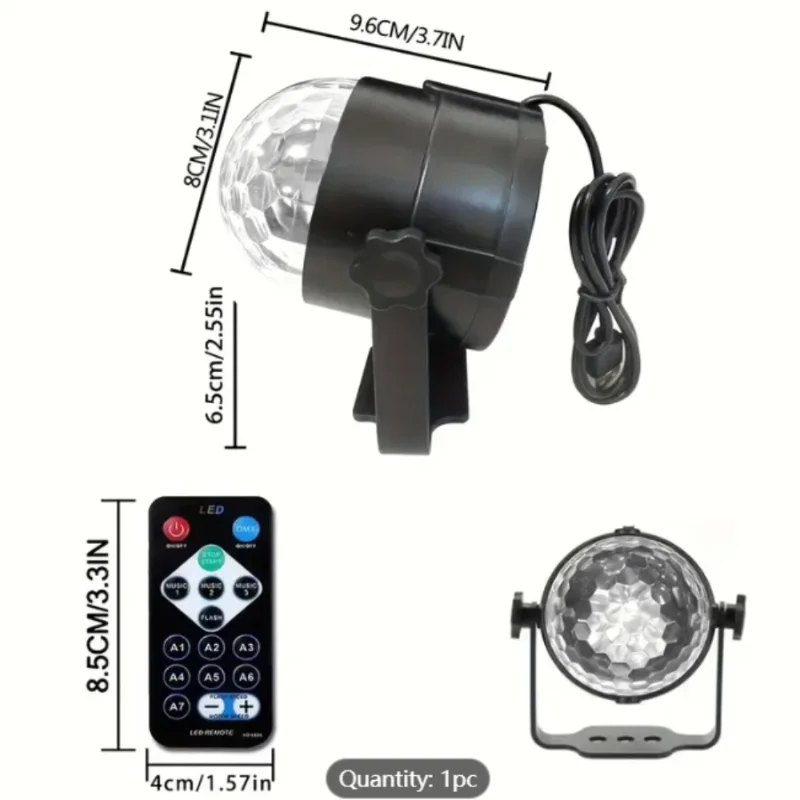 Sound-Activated RGB Disco Ball Light with 7 Modes & Remote, Perfect for Parties, Weddings & More!