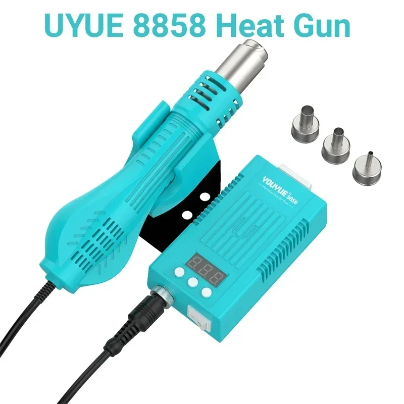 UYUE 8858 Portable Mini Heat Gun BGA Rework Solder Station Hot Air Gun Desoldering Rework Solder Repair Station with 3Pcs Nozzle