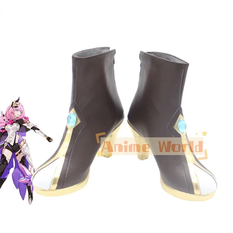 Zapatos de Cosplay de Elysia, juego Honkai Impact 3, accesorios de Cosplay, zapatos de cuero PU, botas de Carnaval de Halloween hechas a medida
