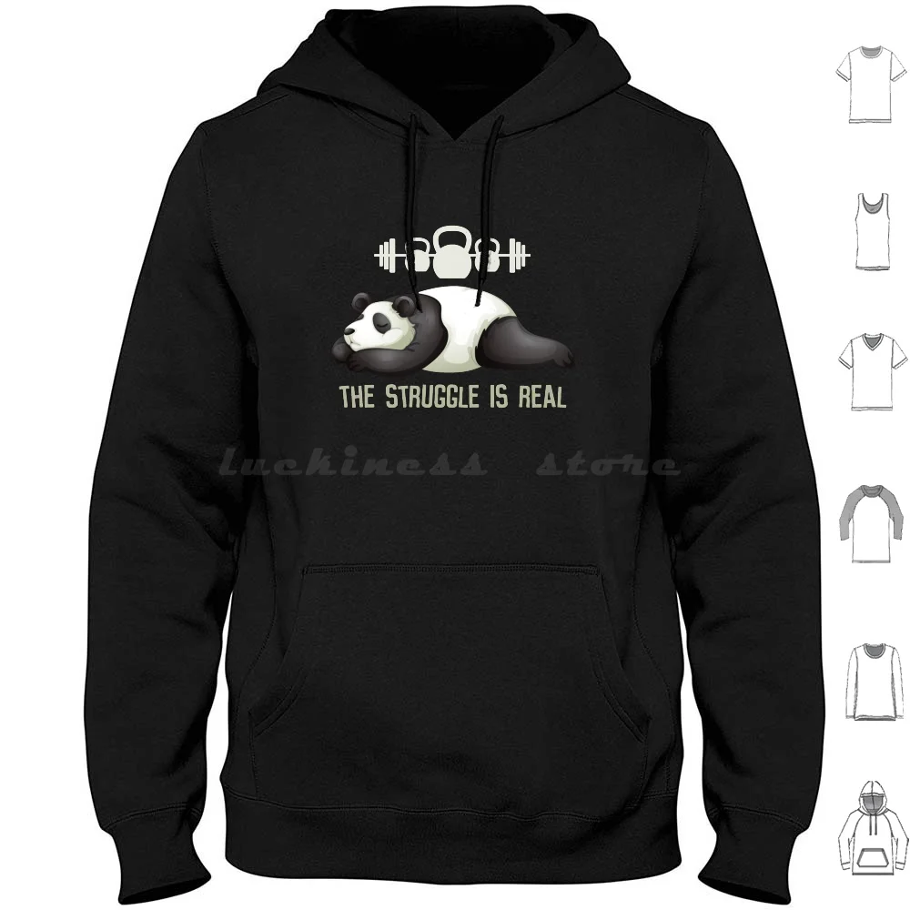 Panda: The Struggle Is Real Moletom com capuz de algodão manga comprida Struggle Panda Gym Workout Real