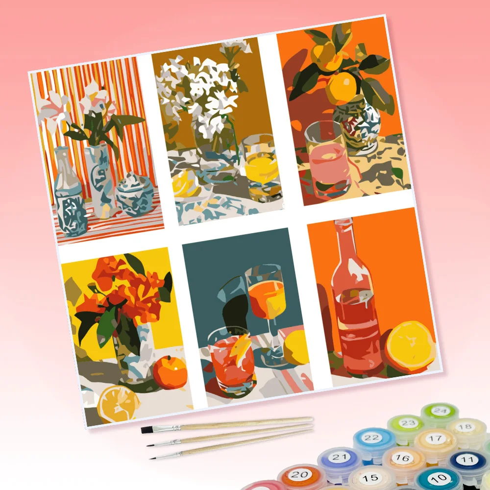 15x20cm digital painting canvas Blue Jar Fruity Drink  anniversary gift, with acrylic paint images and digital coloring.
