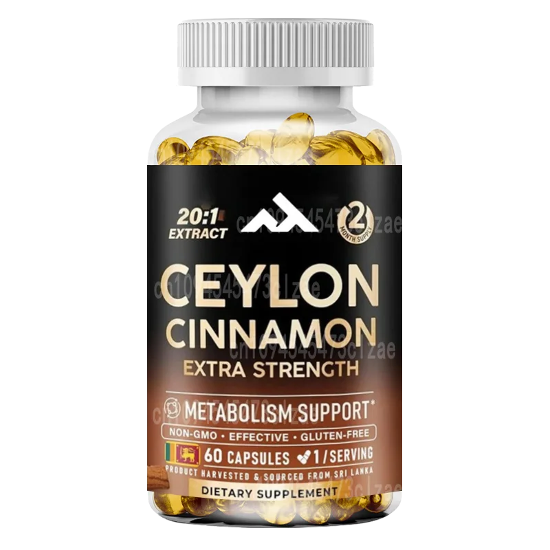 Ceylon Cinnamon Capsules -8000 Milligrams, Extra Strength - Pure Natural Extract 20:1 Supplement