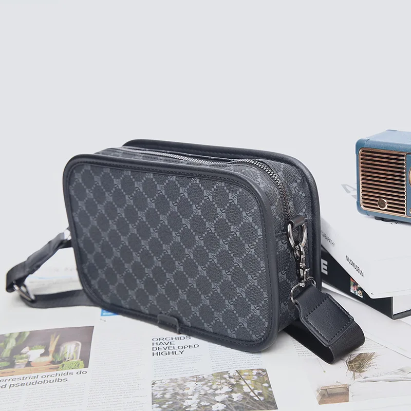 Fashion Plaid Crossbody Bag Men Shoulder Bag Square Crossbody Bag For Men Casual Commute Rectangle Box Crossbody Bags Handbags