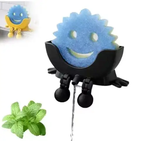 Smiley Dish Scrubber Drain Rack Home Kitchen Use Scrub Daddy Scrubber Sponge Storage Box Convenient Storage Innovative Design Sp