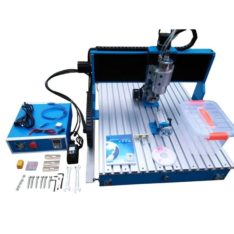 

6090L 4Axis CNC Wood Router Carving Machine Linear Guide Rail 1.5KW 2.2KW 3D Metal Milling Lathe Tools VFD Spindle Gear Bearing