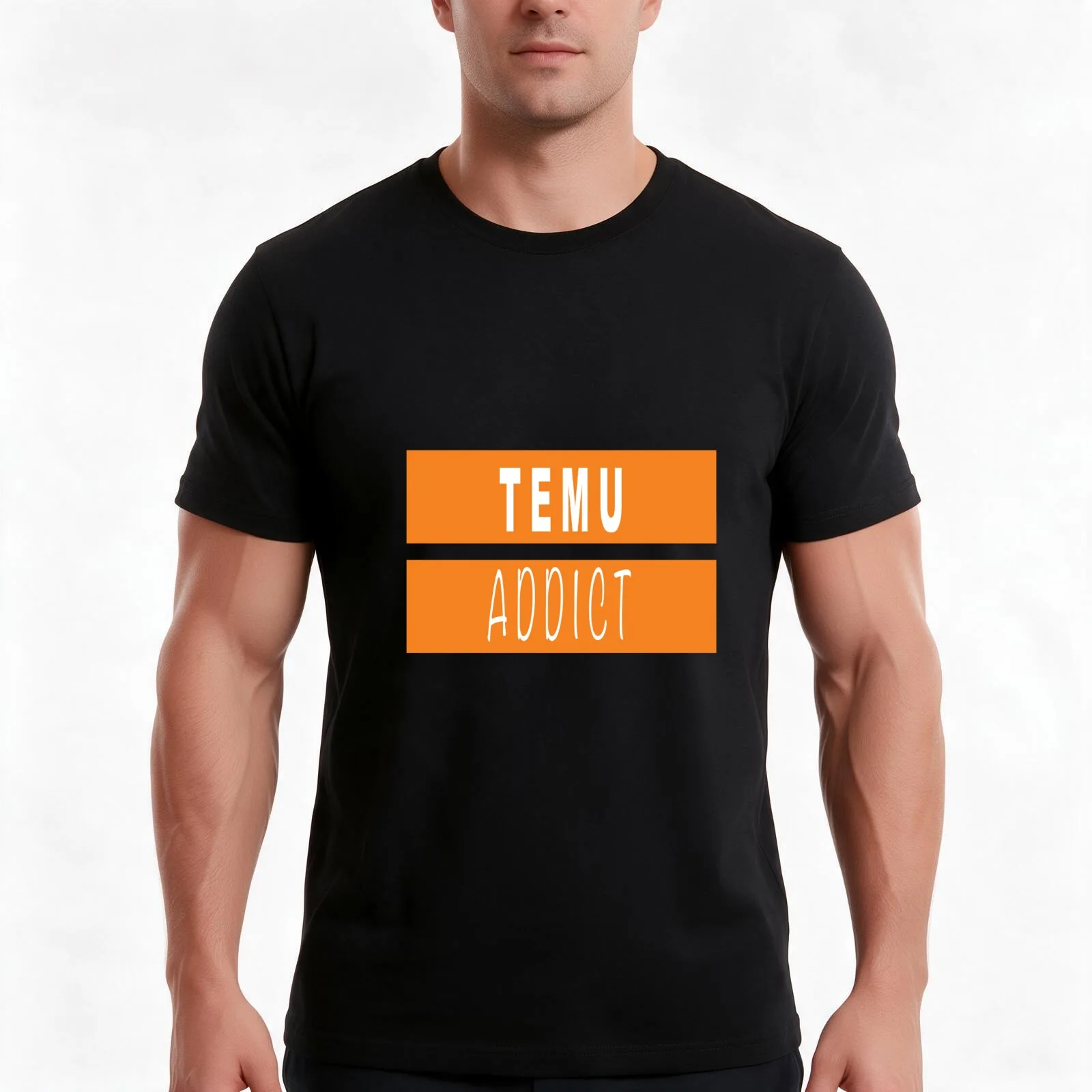 TEMU Addict T-Shirt, Summer Casual Cotton Tee, Oversized Streetwear Tops, Vintage Graphic Print, Loose Fit Short Sleeve